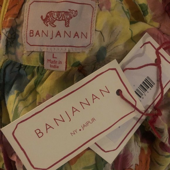 Banjanan Sierrea Dress Fiesta Buttercup Yellow Floral Tie Back Maxi L NWT $385 - Picture 5 of 5